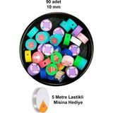 Herşey Trend Herşeytrend 90 Adet 10 mm Polimer Kil Fimo Boncuk Takı Bileklik + 5 Metre Lastikli Misina Hediye - Deniz Temalı