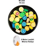Herşey Trend Herşeytrend 90 Adet 10 mm Polimer Kil Fimo Boncuk Takı Bileklik + 5 Metre Lastikli Misina Hediye - Renkli Limon