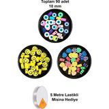 Herşey Trend Herşeytrend 90 Adet 10 mm Polimer Kil Fimo Boncuk Takı Bileklik + 5 Metre Misina Hediye - Smile - Kalp - Nazar
