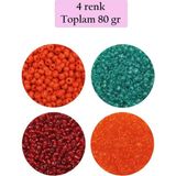 Herşey Trend Herşeytrend Dökme Cam Kum Boncuk (11/0) 2 mm - 4 Renk - Toplam 80 Gram - BNC402