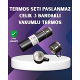 Herşey Trend Paslanmaz Termos ve Ikili Bardak Seti | 6-12 Saat Sıcak/soğuk Tutma