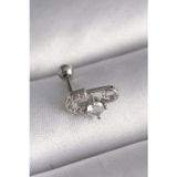 Herşey10 316L Çelik Gümüş Renk Zirkon Taşlı Toplu İğne Tragus Piercing