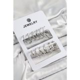 Herşey10 Pirinç Karışık Halka Gümüş Renk 6 Çift Kadın Küpe Set