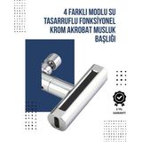 HERŞEYBURDAMODA 4 Modlu Musluk Başlığı | Şelale, Yağmur, Sprey, Köpük Akışı | Yüksek Basınç Performansı | Ta