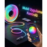 HERŞEYBURDAMODA Akıllı Rgb LED Neon Şerit Işık USB Bağlantılı Uzaktan Kumanda Uygulama