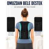 Herşeyburdamoda Dik Duruş Korsesi Fileli Sırt Bel Destekli Ayarlanabilir Omuz Destek Korsesi