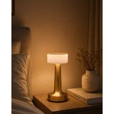 HERŞEYBURDAMODA Gold Kare LED Masa Lambası Şarjlı Dimmer Kontrollü Dekoratif Işık