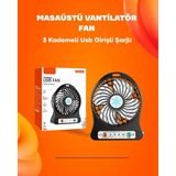 HERŞEYBURDAMODA Mini Vantilatör Masaüstü – USB Girişli, Şarjlı, 3 Kademe, Sessiz Motor, Işıklı