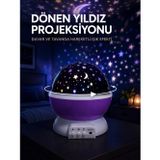 Herşeyburdamoda Yıldız Projeksiyon Lambası Döner Başlıklı Renkli Çocuk Odası Gece Işığı