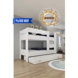 Herseycik Ninnimo Genç Beyaz Mdf 90X190 Yatak Uyumlu Yavrulu Ranza R20-1