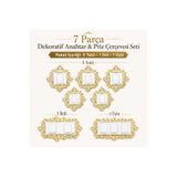 Herseyevine Gold Dekoratif Anahtar Priz Çerçevesi 7’li Set | 5 Tekli 1 İkili 1 Üçlü