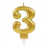 Herşeytrend 3 Rakamı Mum Gold Renk