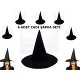 Herşeytrend Siyah Cadı Şapkası Keçe Yetişkin Boy 6 Adet