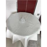 Herseyygüzell Pvc Silinebilir Muşamba Yuvarlak Masa Örtüsü Çap 140CM - 140 cm - Beyaz