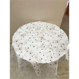 Herseyygüzell Pvc Silinebilir Muşamba Yuvarlak Masa Örtüsü Çap 140CM - 140 cm - Krem
