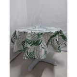 Herseyygüzell Pvc Silinebilir Muşamba Yuvarlak Masa Örtüsü Çap 140CM - 140 cm - Yeşil - Beyaz