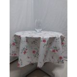 Herseyygüzell Pvc Silinebilir Muşamba Yuvarlak Masa Örtüsü Çap 140CM - Açık Pembe - Beyaz - 140 x 140 cm