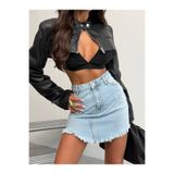 HerTon Kadın Yüksek Bel Mini Denim Etek