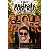 heryerehediye Kişiye Özel Deliksiz Bekarlığa Veda Kına Gecesi Karton Damat Maskesi 5 Adet (ÇUBUKLU)
