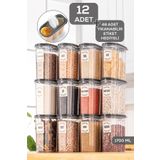 Herza House 12 x 1700 ml Oval Erzak Saklama Kabı
