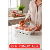 Herza House 15 Bölmeli Plastik Kapaklı Yumurta Saklama Kutusu Beyaz Tek Ebat