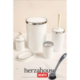 Herza House 5 Parça Akrilik Banyo Seti Beyaz Tek Ebat