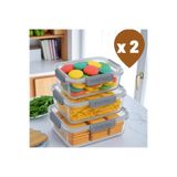 Herza House 6’lı Fres Box Saklama Kabı Seti - Silikon Contalı Gri Tek Ebat