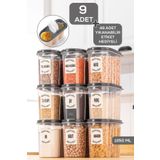 Herza House 9 x 1250 ml Oval Erzak Saklama Kabı