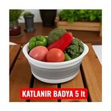 Herza House Katlanır Badya Çok Renkli Plastik Çamaşır Sepeti 5 lt Hacim ile Pratik Kullanım - 30 x 30
