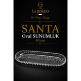 Herza House Santa Kristal Desenli Büyük Boy Oval Cam Servis ve Sunum Tabağı - 40x14 cm