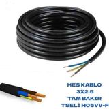 Hes Kablo 3x2.5 Ttr % Yüz Tam Bakır Kablo 100 Metre