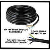 Hes Kablo 5x4 Ttr Yüzde Yüz Tam Bakır Kalın Kablo (Trifaze Araç Şarjı Istasyonları Için) 32 Amper 22 Kw 3 Fazlı Hatlar Için - 4 METRE