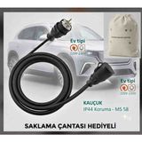Hes Kablo Araç Şarjı Uyumlu (5-40 Metre) 3x4 Ttr Yüzde 100 Tam Bakır Kalın Kablo 16A-3.5KW-220-250VOLT. Uzatma Seyyar. Çanta Hediyeli Yağmur Altında Kullanabilir. - 25 METRE