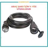 Hes Kablo Araç Sarjı Uyumlu Kablo ( 1 ile 12 Metre Ebatları) 3x2.5 Tam Bakır Hes Kablo Kauçuk Erkek Fiş ve Prizli ( 3x2.5 Hes Kablo Tam Bakır) Ttr Kablo Tseli HO5VV-F;