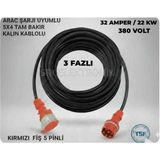 Hes Kablo Araç Şarjı Uyumlu Trifaze 380 Volt (1-10 Metre) 5x4 Yüzde Yüz Tam Bakır Uzatma Kablosu (Sanayi Cihazılarinda Kullanılır) - 6 METRE