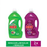 Hes Sıvı Çamaşır Deterjanı | Renkliler + Renkliler & Beyazlar 3L*2 - 3 lt