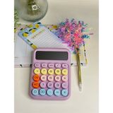 Hesap Makinesi Daktilo Stili Büyük LCD Ekran Kolay Okuma Yuvarlak Tuşlu Hesap Makinesi 12 Haneli 20 Tuşlu - Açık Mor - 27 Tuşlu 12 x 16 cm
