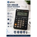 Hesap Makinesi Siyah 10.5X14.5 Cm 1 Adet Galaxy Gx-3866B 12 Haneli Orta Boy Ofis Büro Masaüstü Hesap Makinası
