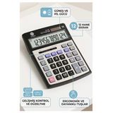 Hesap Makinesi Siyah Gri 15X19.5 Cm 1 Adet Cockpıt Ck-534 12 Haneli Büyük Boy Hafızalı Ofis Büro Masaüstü Hesap Makinası