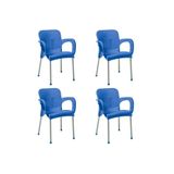 Hesapli 4 Adet Metal Ayakli Plastik Sandalye Mavi