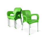 Hesapli 4 Adet Metal Ayakli Plastik Sandalye Yesil