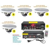 Hesaplı Alışveriş Tavan Hoparlör Seti (1 Adet Anfi + 4 Adet 100V 16 cm Tavan Hoparlör)