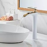 Hesaplı Çarşım Beyaz Gold Çanak Yeni Şelale Lavabo Bataryası - Beyaz - Gold