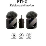 Hesapli Depom Profesyonel F11-2 Kablosuz Çift Mikrofon Verici İle Kesintisiz Canlı Yayın, Röportaj & Vlog Uyumlu