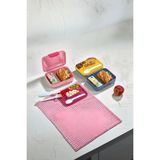 Hesaplı Kasa 6 Bölmeli Yemek Saklama Kabı – Çatal, Kaşık ve Bıçaklı Beslenme Kutusu, Lunch Box Diyet, Pembe