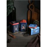 Hesaplı Kasa Fairytale Desenli 3'lü Kare Metal Saklama Kabı Seti, 7,5 x 7,5 x 10 Cm, 0,5 Lt - 500 ml