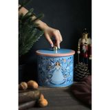 Hesaplı Kasa Fairytale Desenli Yuvarlak Metal Saklama Kabı, 17,5 x 15,5 Cm, 3,5 Lt