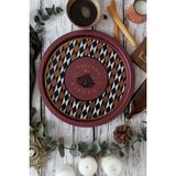 Hesaplı Kasa Festival Desenli Dekoratif Yuvarlak Metal Servis Tepsisi 31.5 cm - 1 Adet