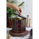 Hesaplı Kasa Festival Desenli Yuvarlak Metal Saklama Kabı, 14 x 12,5 Cm, 1,7 Lt