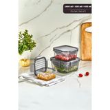 Hesaplı Kasa Quick Sızdırmaz Saklama Kabı Seti 3'lü Set, 1,4 Lt + 800 ml + 400 ml